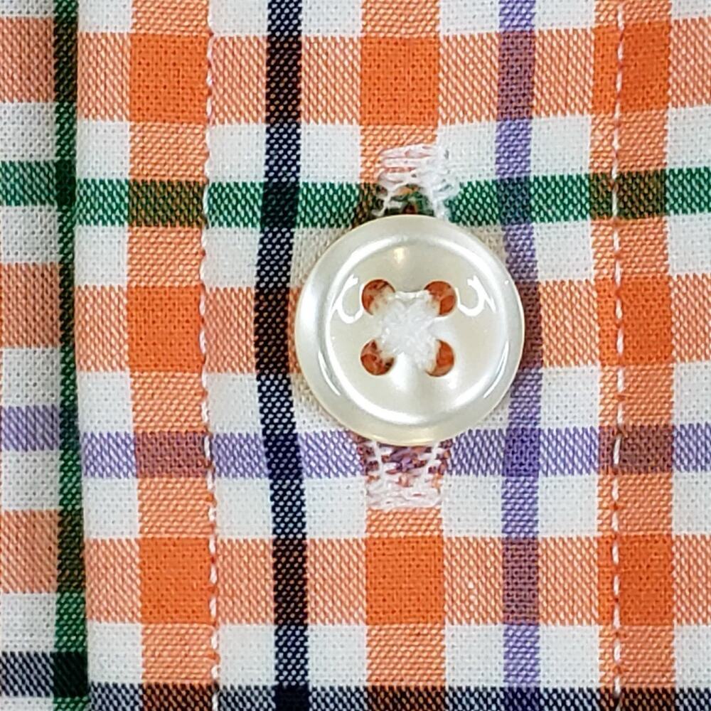 Polo Ralph Lauren Shirt Men’s Large Slim Orange Plaid LS Button Down - Picture 4 of 10